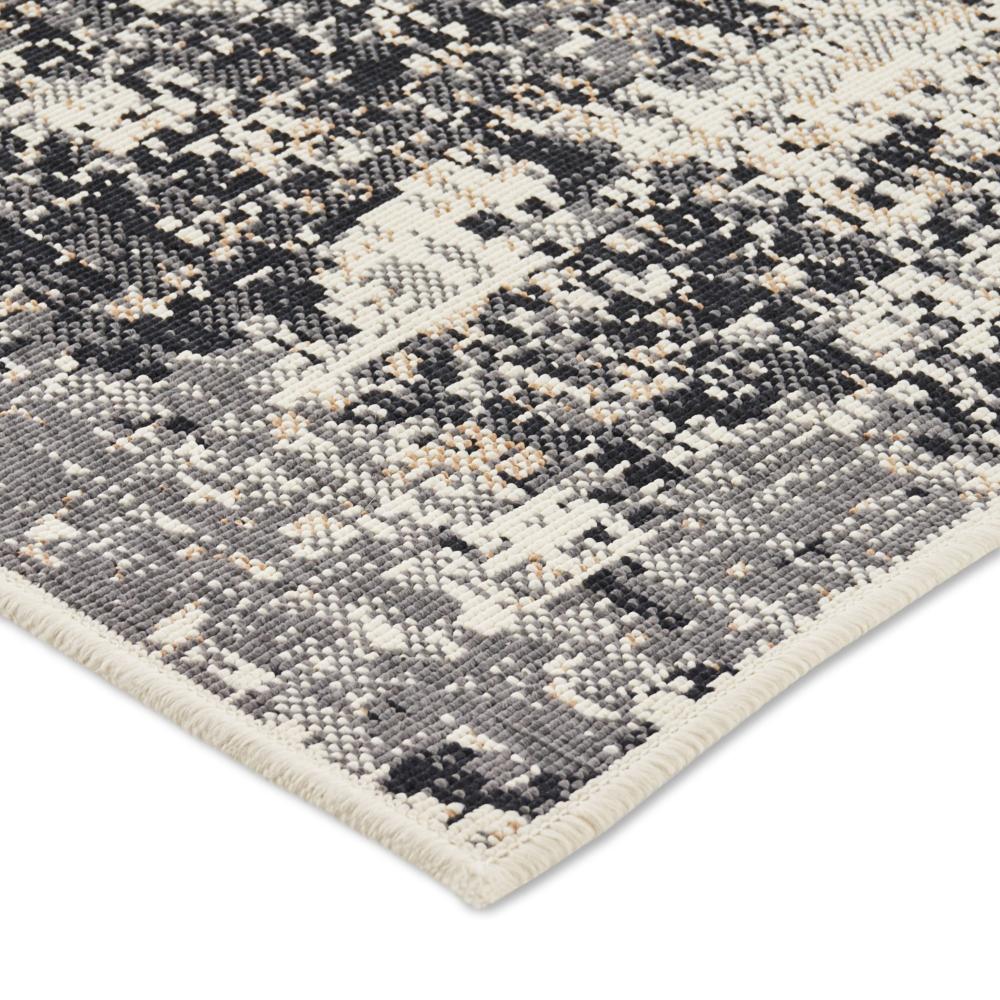 Mike Area Rug, 5 x 7, Black and Ivory, Indoor Outdoor, Abstract Design -BM321230