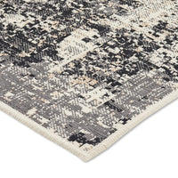 Mike Area Rug, 5 x 7, Black and Ivory, Indoor Outdoor, Abstract Design -BM321230