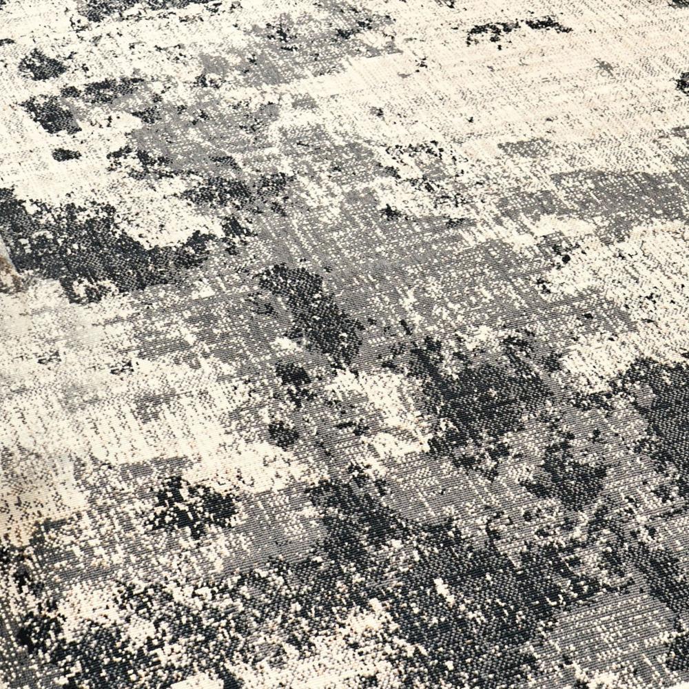 Mike Area Rug, 5 x 7, Black and Ivory, Indoor Outdoor, Abstract Design -BM321230