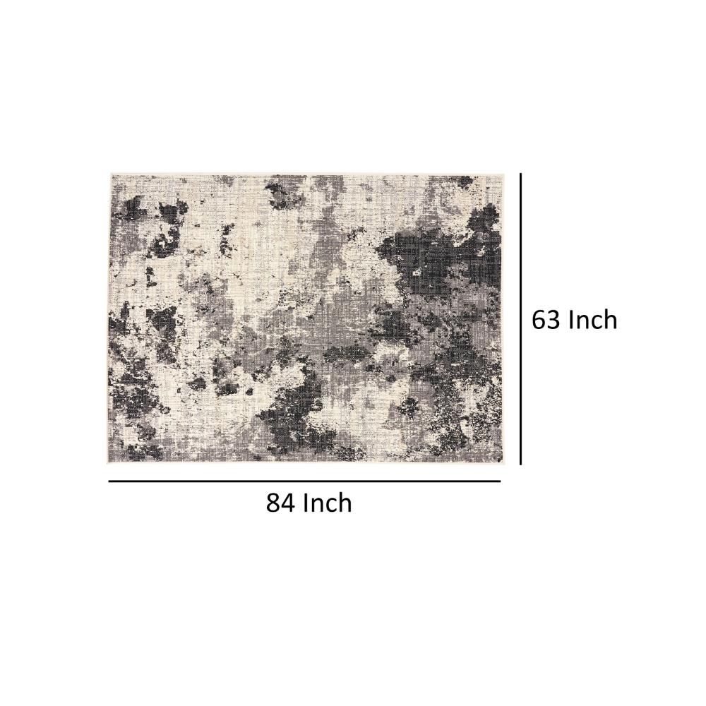 Mike Area Rug, 5 x 7, Black and Ivory, Indoor Outdoor, Abstract Design -BM321230