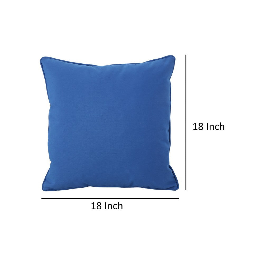 Naed Pillow, Square 18 Inch, Plush Blue Water Safe Fabric Indoor Outdoor By Casagear Home