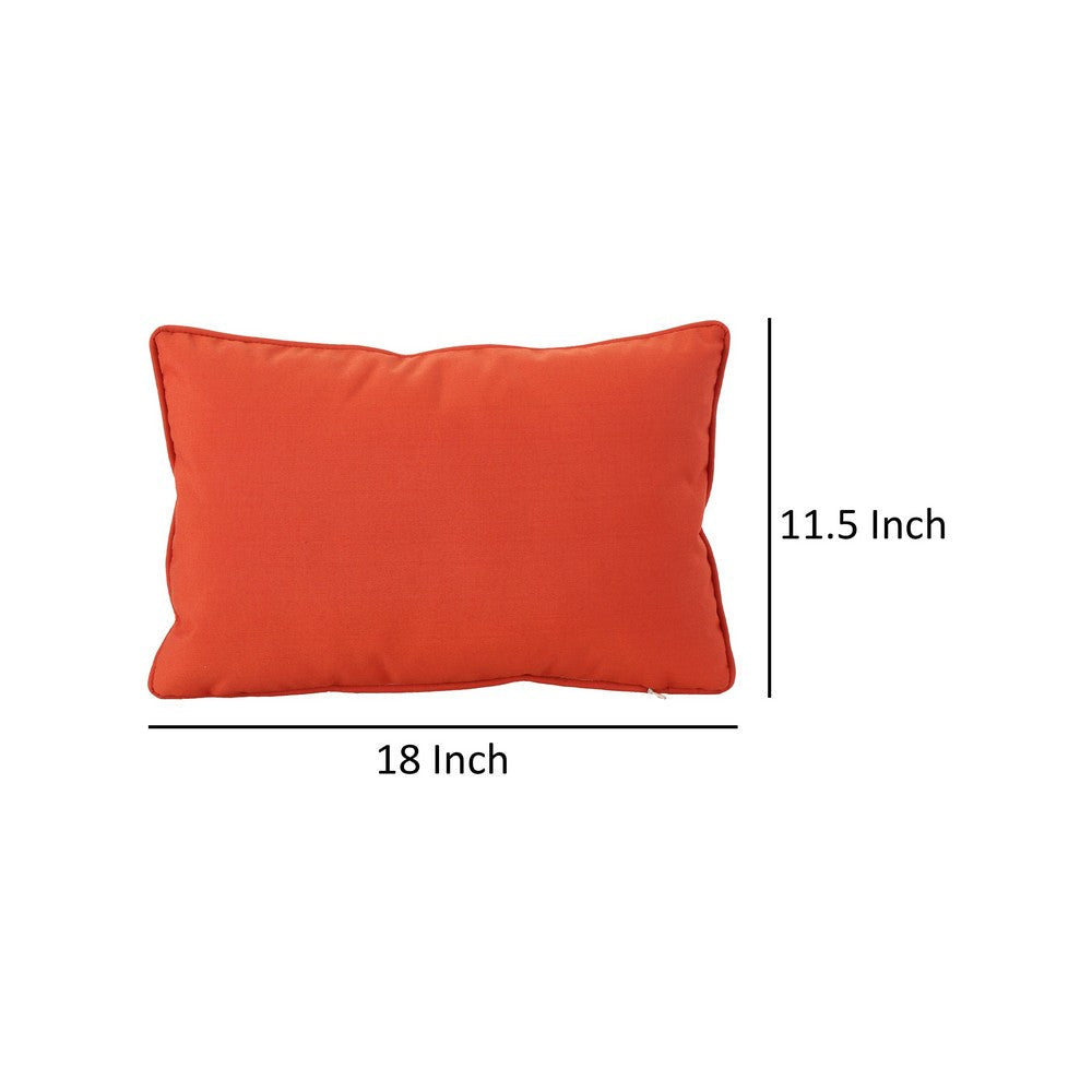 Naed Pillow, Rectangular 18 Inch, Orange Water Safe Fabric Indoor Outdoor By Casagear Home