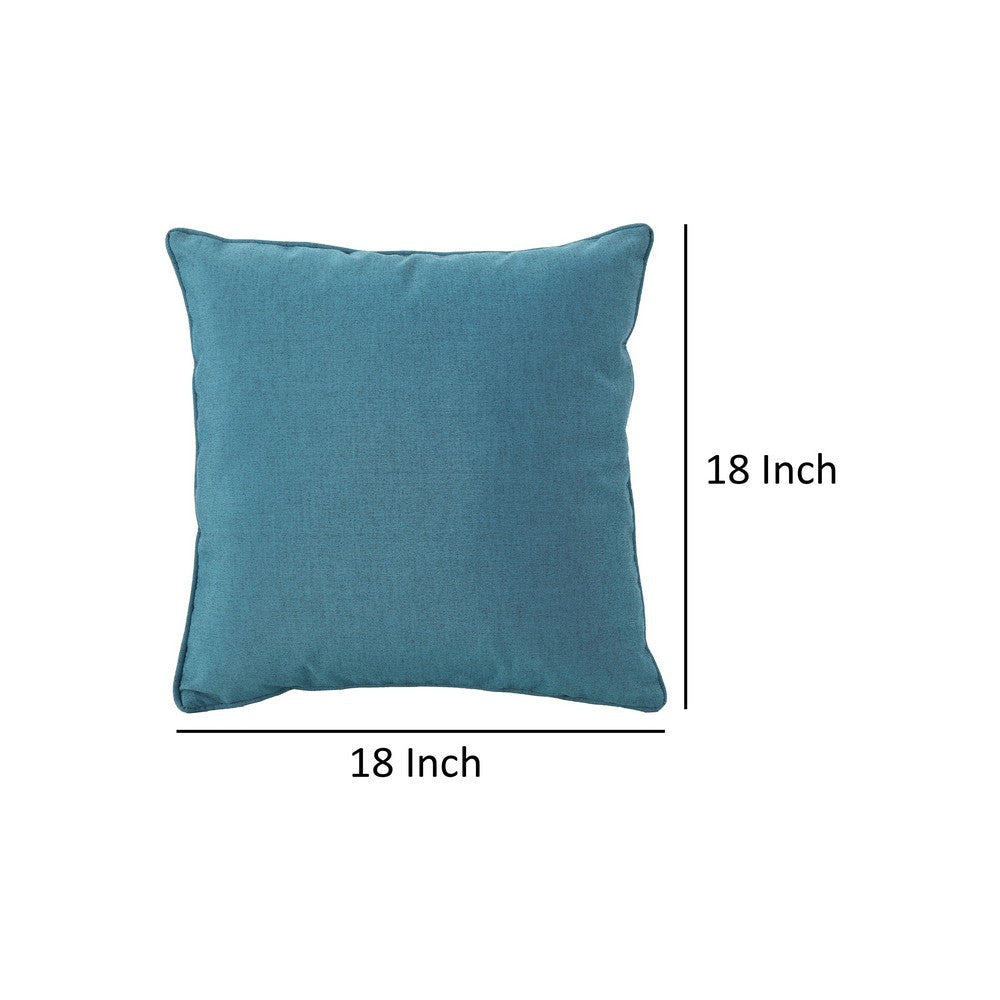 Naed Pillow, Square 18 Inch, Plush Teal Water Safe Fabric Indoor Outdoor By Casagear Home