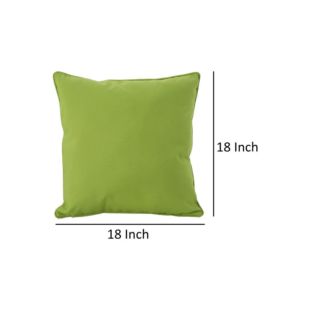 Naed Pillow, Square 18 Inch, Plush Green Water Safe Fabric Indoor Outdoor By Casagear Home