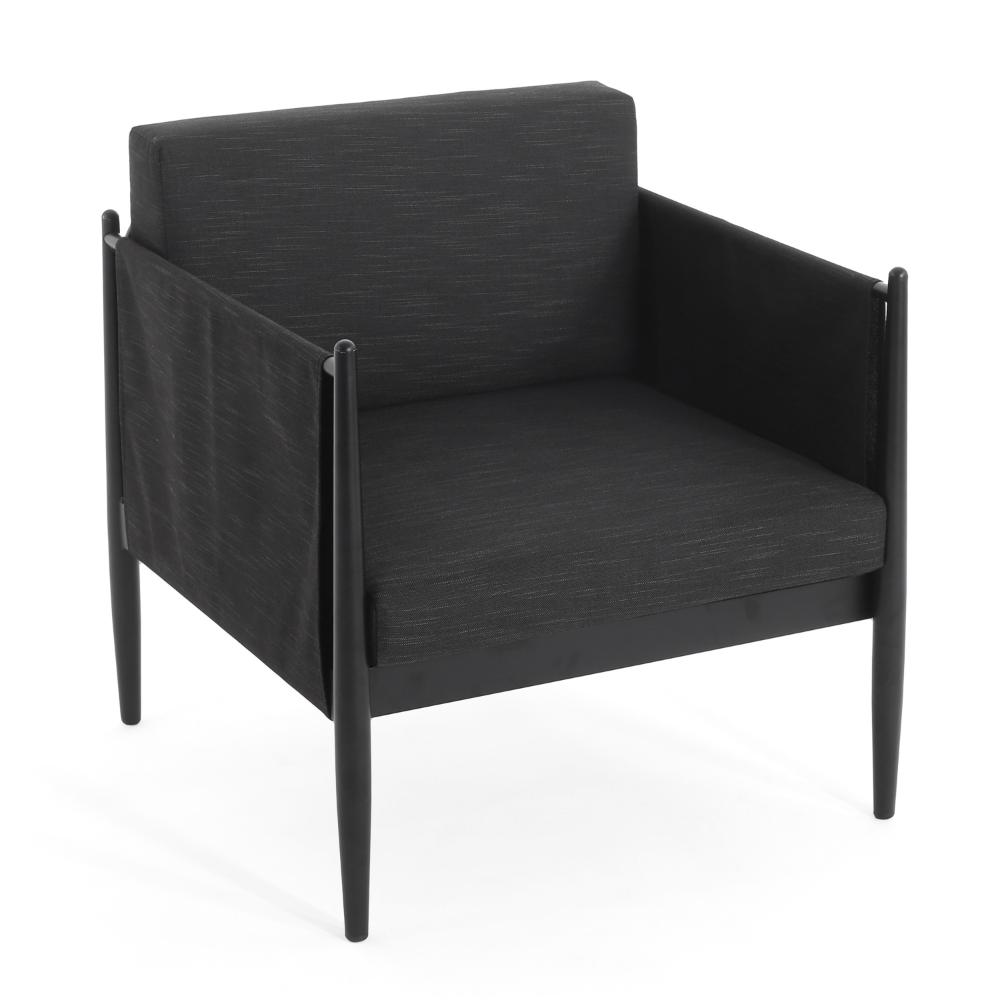 Jackie Outdoor Club Accent Chair, Black, Dark Gray Cushions, Aluminium -BM321241