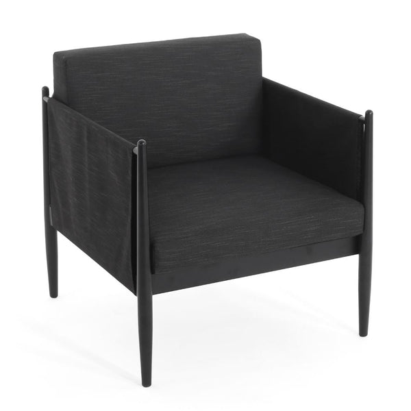 Jackie Outdoor Club Accent Chair, Black, Dark Gray Cushions, Aluminium -BM321241