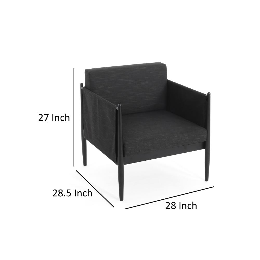 Jackie Outdoor Club Accent Chair, Black, Dark Gray Cushions, Aluminium -BM321241