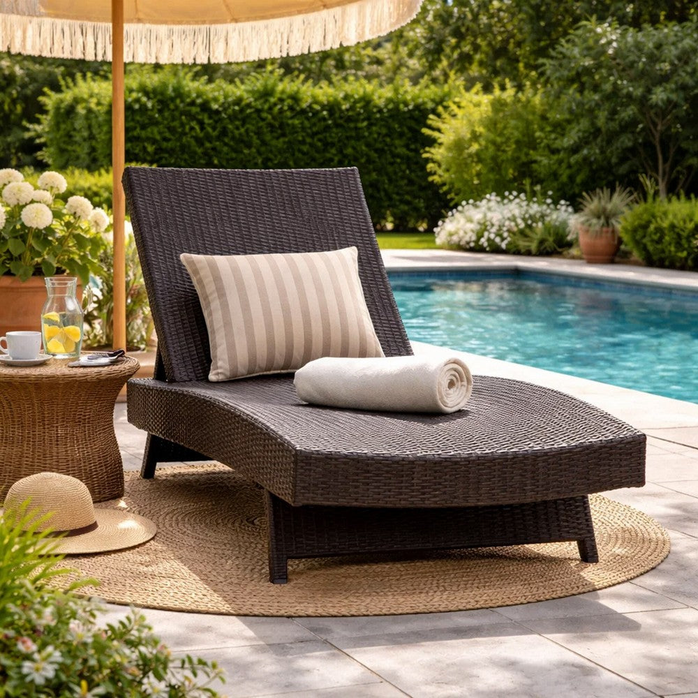 Mach Chaise Lounger, Dark Brown Rattan Wicker Frame, Outdoor, 79 Inch -BM321242