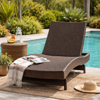 Mach Chaise Lounger, Dark Brown Rattan Wicker Frame, Outdoor, 79 Inch -BM321242