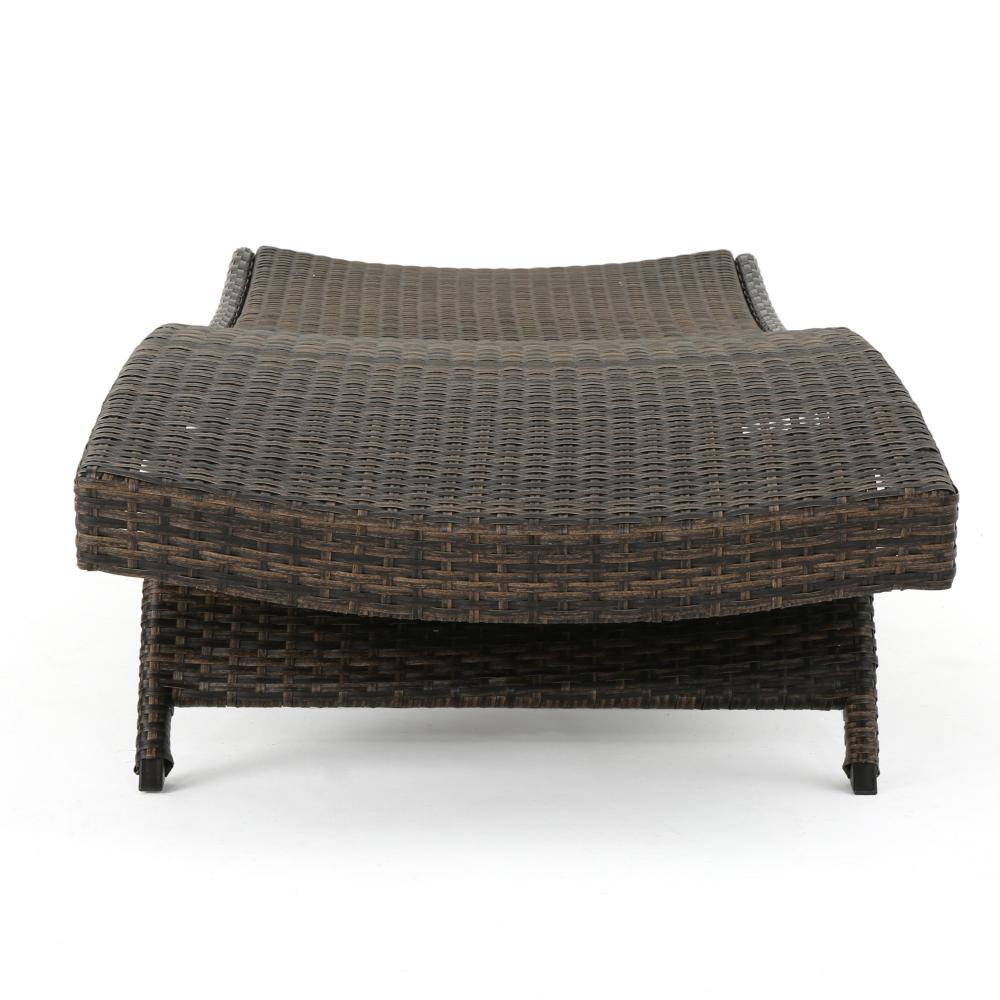 Mach Chaise Lounger, Mocha Brown Outdoor Rattan Wicker, Curved, 79 Inch -BM321245