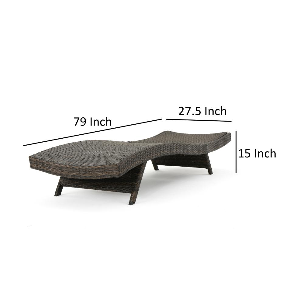 Mach Chaise Lounger, Mocha Brown Outdoor Rattan Wicker, Curved, 79 Inch -BM321245
