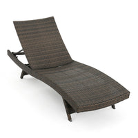 Mach Chaise Lounger, Mocha Brown Outdoor Rattan Wicker, Curved, 79 Inch -BM321245