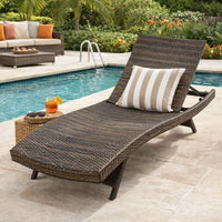 Mach Chaise Lounger, Mocha Brown Outdoor Rattan Wicker, Curved, 79 Inch -BM321245