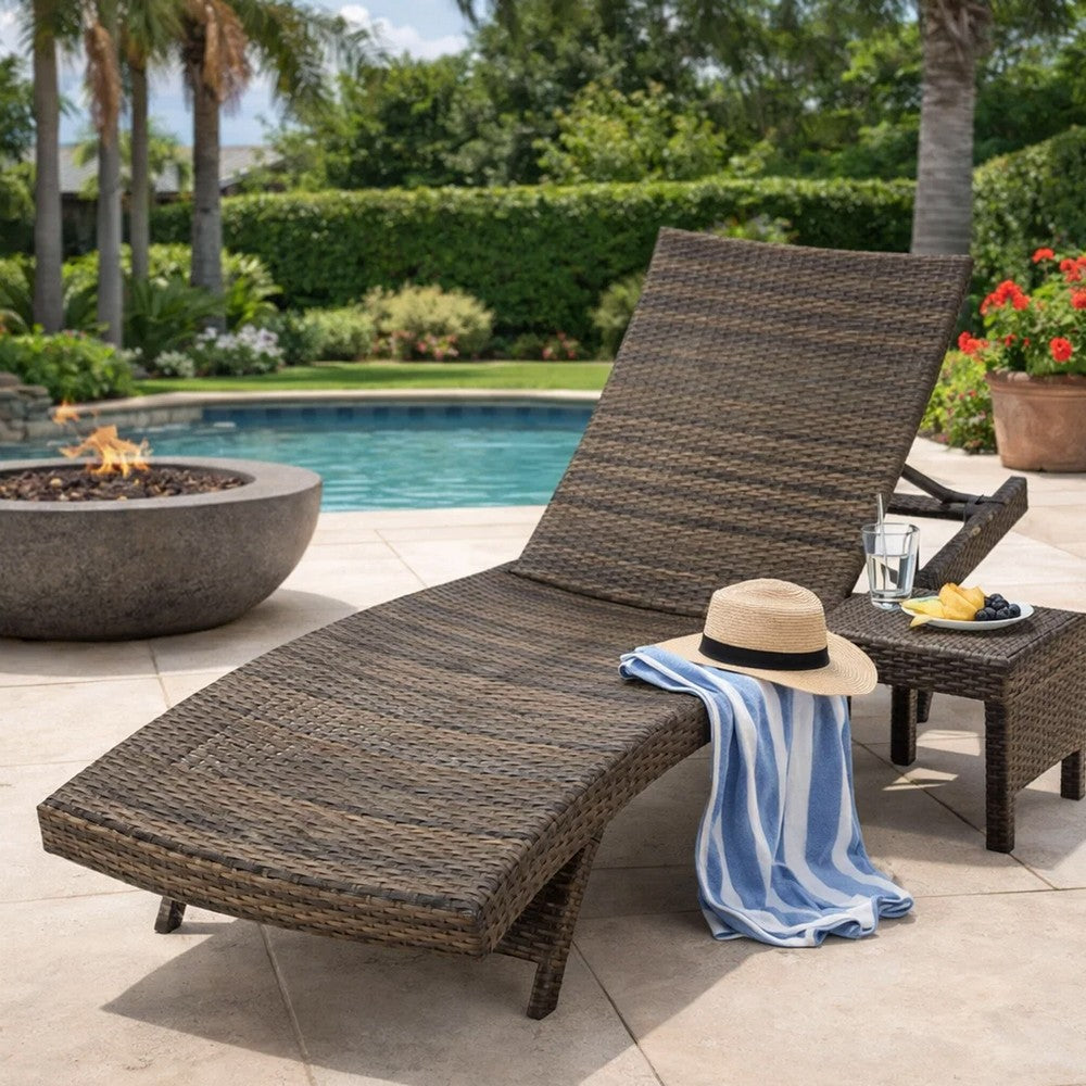 Mach Chaise Lounger, Mocha Brown Outdoor Rattan Wicker, Curved, 79 Inch -BM321245