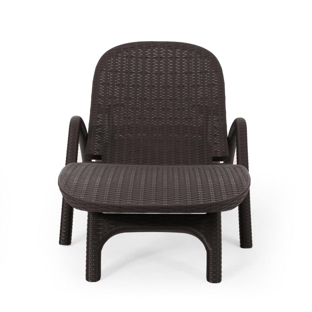 Michael Chaise Lounger, Dark Brown Outdoor Resin Wicker Frame, 77 Inch -BM321246
