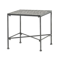 Lucia Side End Table, Black, Silver Outdoor Iron Frame, Square 18 Inch -BM321248