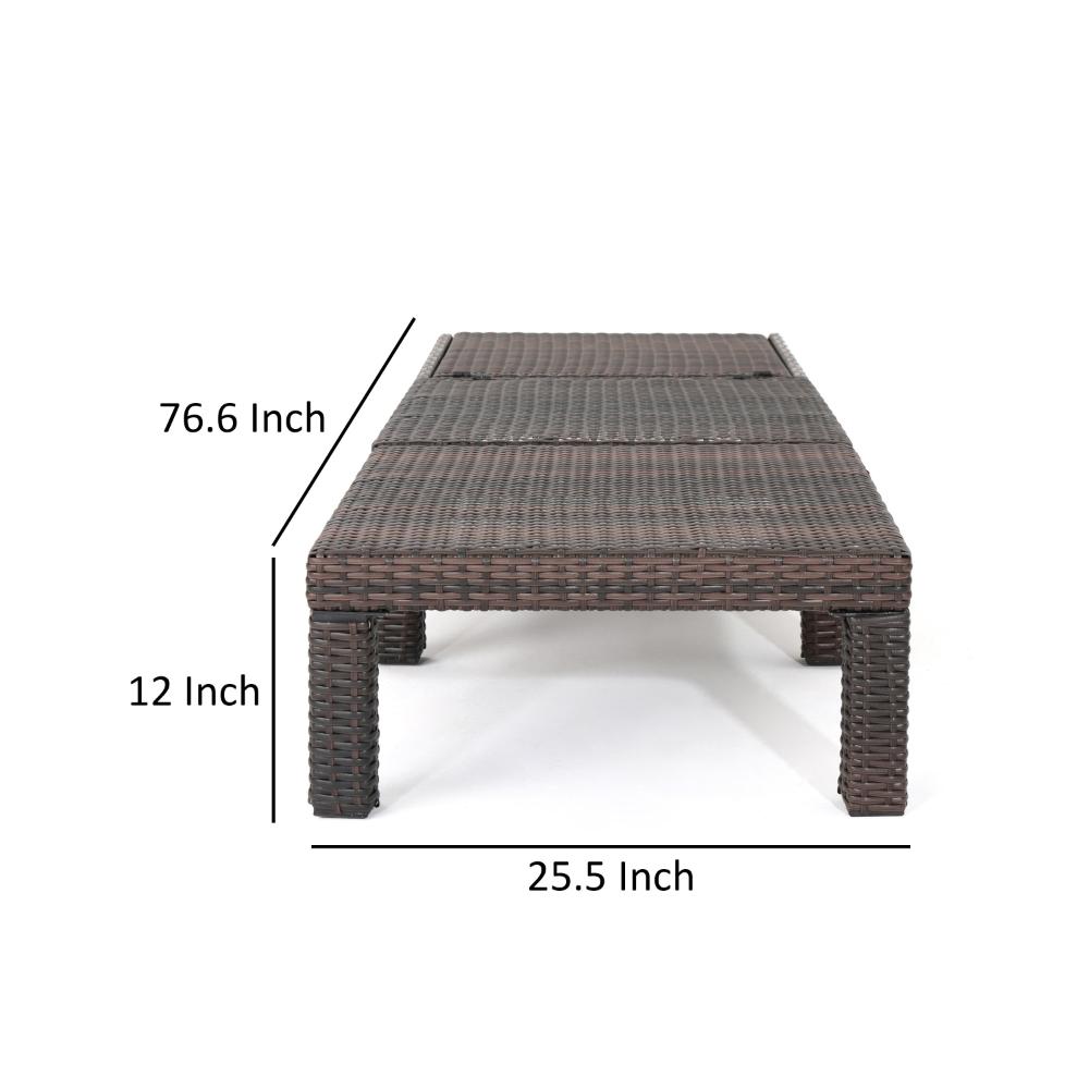 Jamia Chaise Lounger, Brown Wicker, Iron, Adjustable Backrest, 77 Inch -BM321249