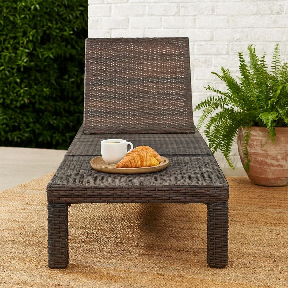 Jamia Chaise Lounger, Brown Wicker, Iron, Adjustable Backrest, 77 Inch -BM321249