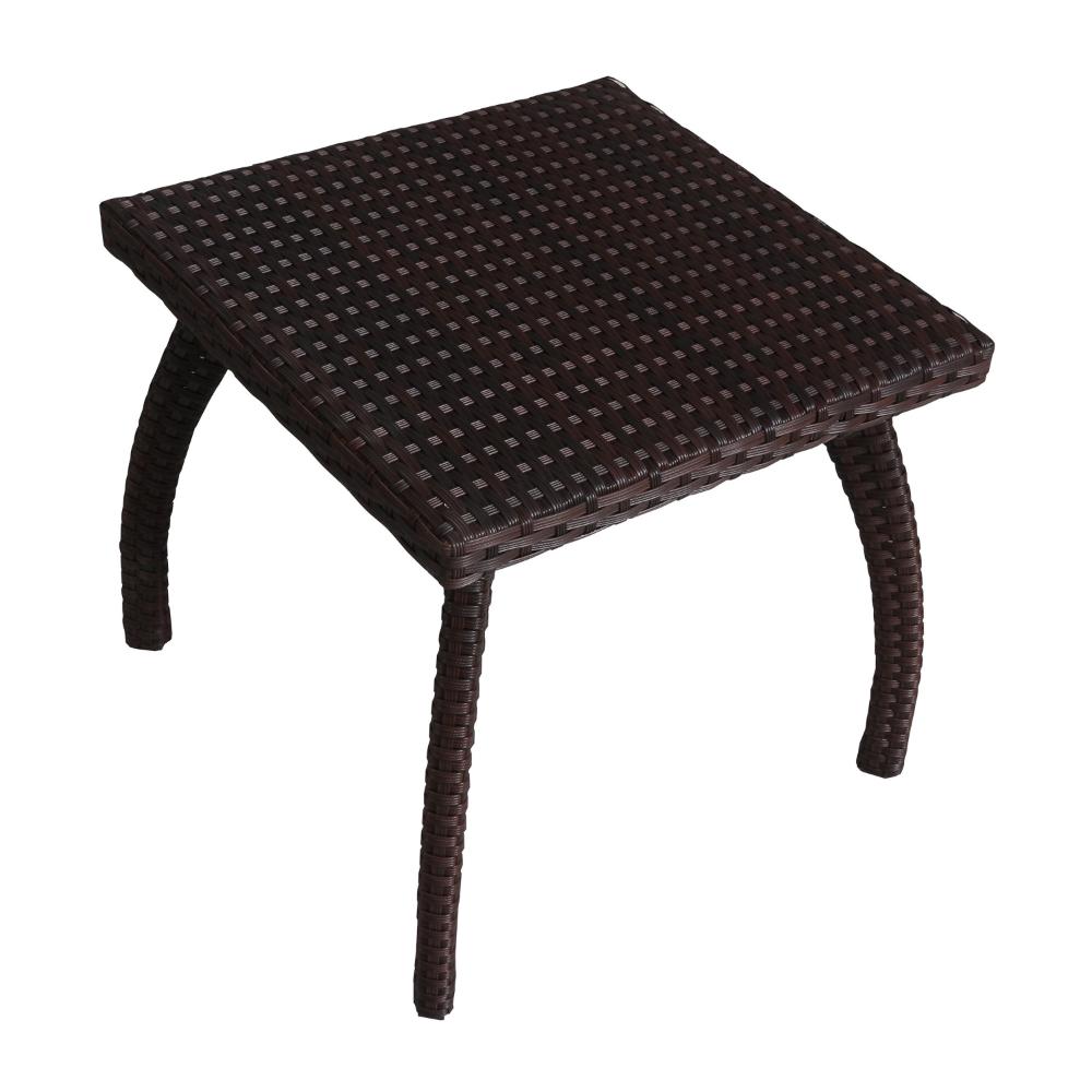 Honi Side End Table, Square 19 Inch Brown Outdoor Rattan, Iron, Curved Legs -BM321250