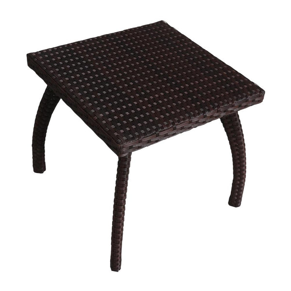 Honi Side End Table, Square 19 Inch Brown Outdoor Rattan, Iron, Curved Legs -BM321250