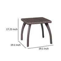 Honi Side End Table, Square 19 Inch Brown Outdoor Rattan, Iron, Curved Legs -BM321250