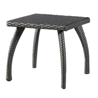 Honi Side End Table, Square 19 Inch, Gray Outdoor Rattan, Iron, Curved Legs -BM321251