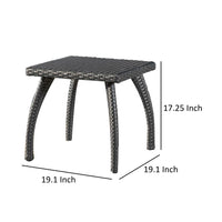 Honi Side End Table, Square 19 Inch, Gray Outdoor Rattan, Iron, Curved Legs -BM321251