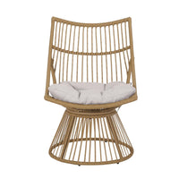 Laine 2 Piece Side Table and Chair Set, Light Brown Outdoor Faux Rattan -BM321252