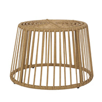 Laine 2 Piece Side Table and Chair Set, Light Brown Outdoor Faux Rattan -BM321252