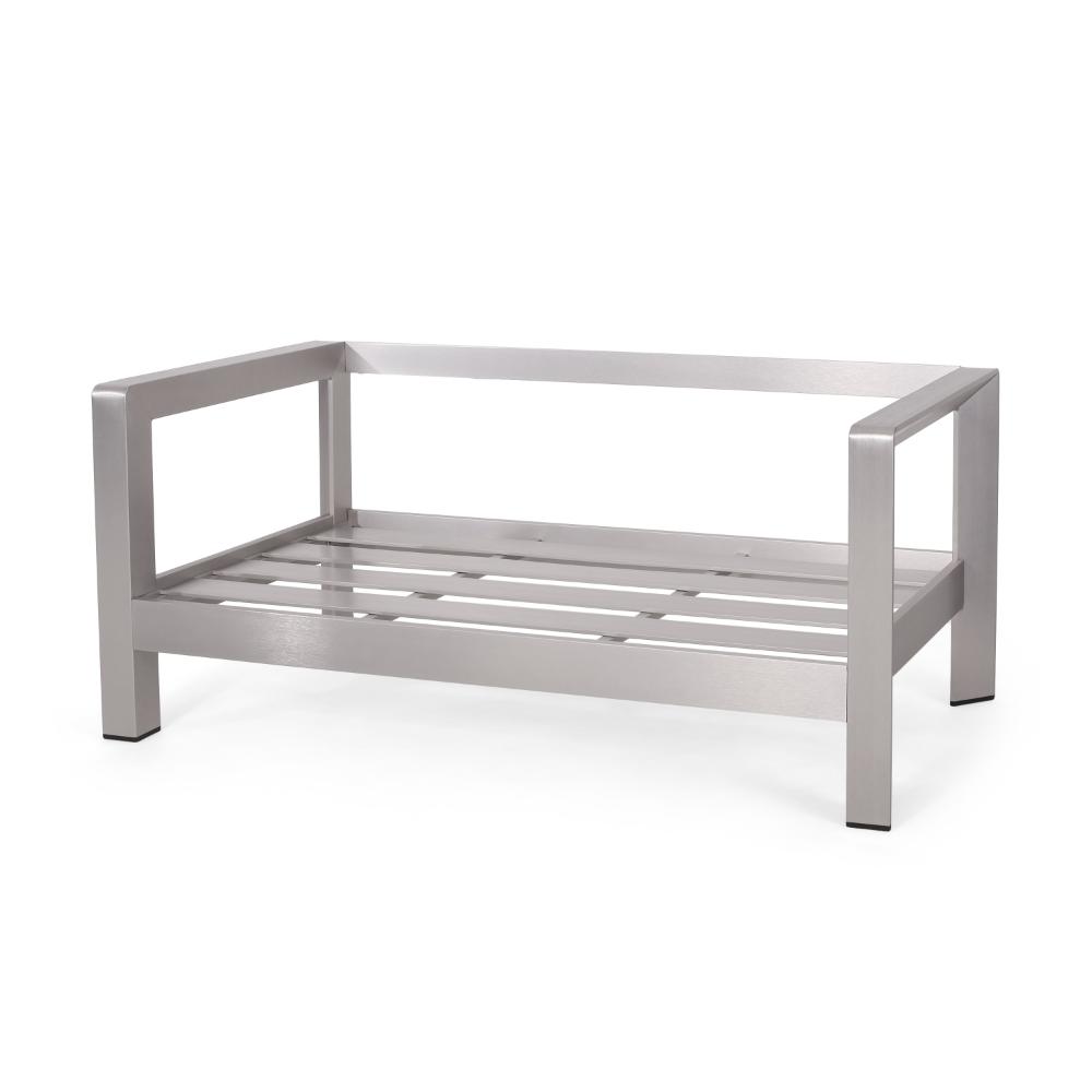 Kisa Loveseat, Black, Soft Cushions, Outdoor Silver Aluminium, 55 Inch -BM321255