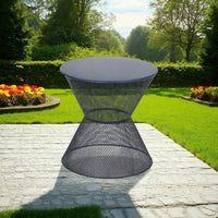 Nian Side Table, Round Top, Hourglass, Outdoor Navy Blue Iron, 18 Inch -BM321260