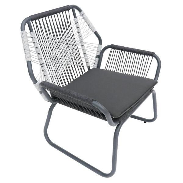 Ciao Accent Club Chair Set of 2, Outdoor Gray Cushions, Gray Rope and Steel -BM321261