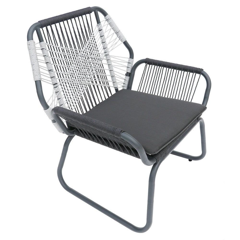 Ciao Accent Club Chair Set of 2, Outdoor Gray Cushions, Gray Rope and Steel -BM321261