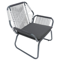 Ciao Accent Club Chair Set of 2, Outdoor Gray Cushions, Gray Rope and Steel -BM321261