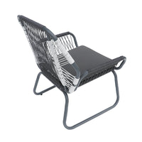 Ciao Accent Club Chair Set of 2, Outdoor Gray Cushions, Gray Rope and Steel -BM321261