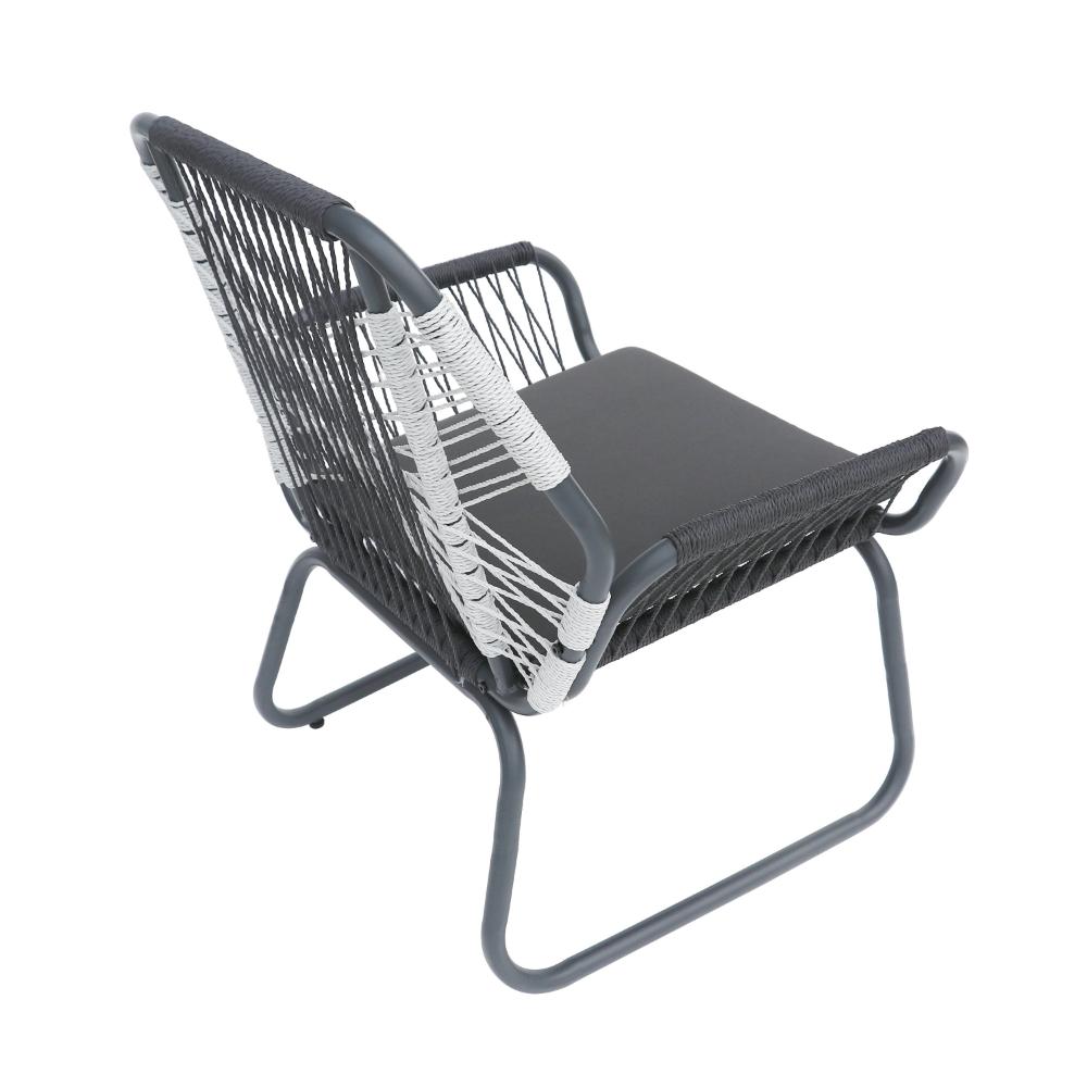 Ciao Accent Club Chair Set of 2, Outdoor Gray Cushions, Gray Rope and Steel -BM321261