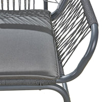 Ciao Accent Club Chair Set of 2, Outdoor Gray Cushions, Gray Rope and Steel -BM321261