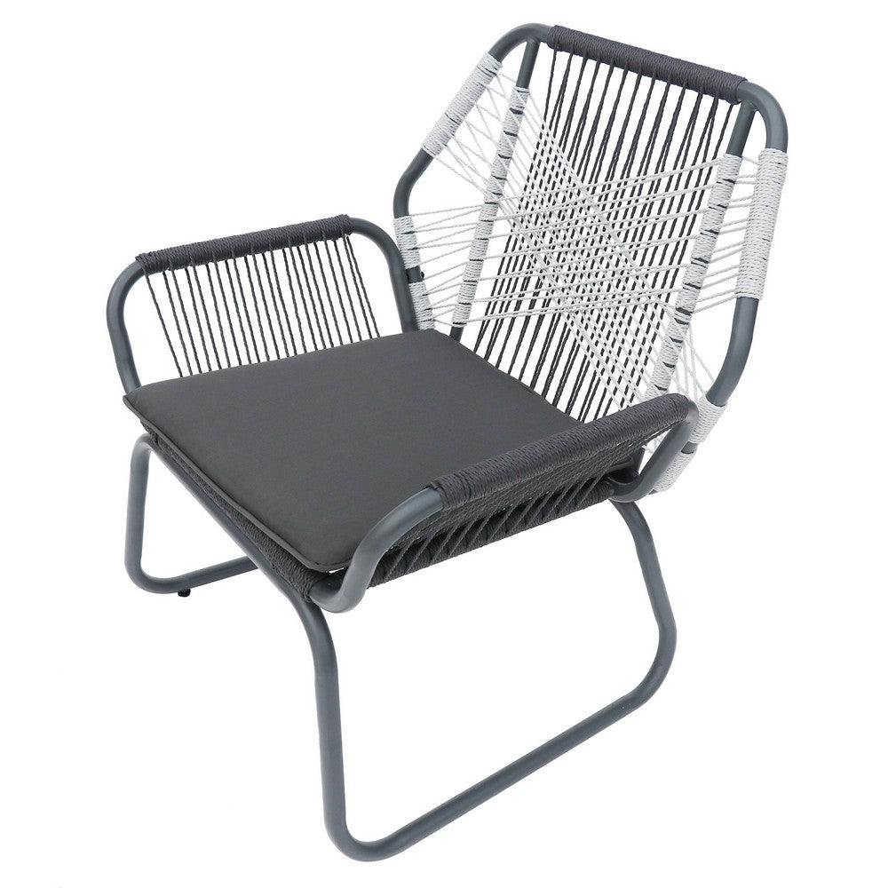 Ciao Accent Club Chair Set of 2, Outdoor Gray Cushions, Gray Rope and Steel -BM321261