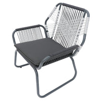 Ciao Accent Club Chair Set of 2, Outdoor Gray Cushions, Gray Rope and Steel -BM321261