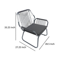 Ciao Accent Club Chair Set of 2, Outdoor Gray Cushions, Gray Rope and Steel -BM321261