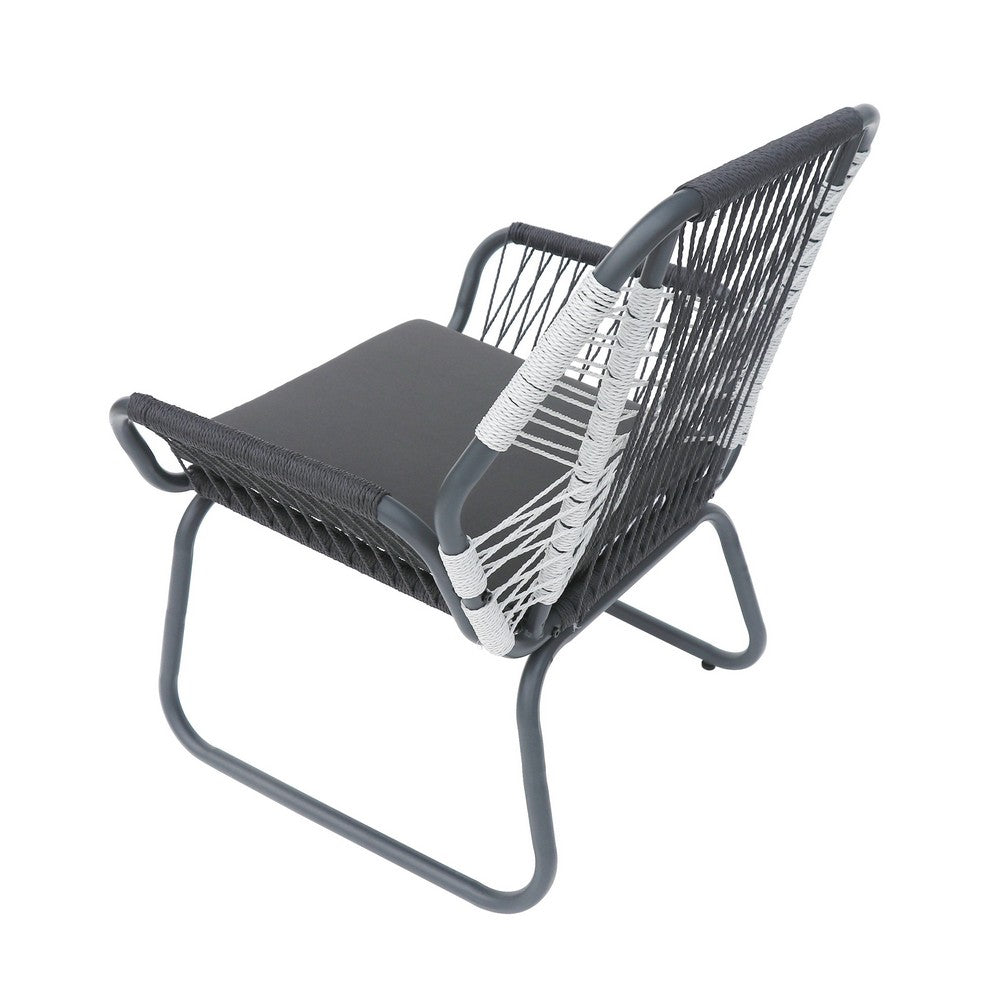 Ciao Accent Club Chair Set of 2, Outdoor Gray Cushions, Gray Rope and Steel -BM321261