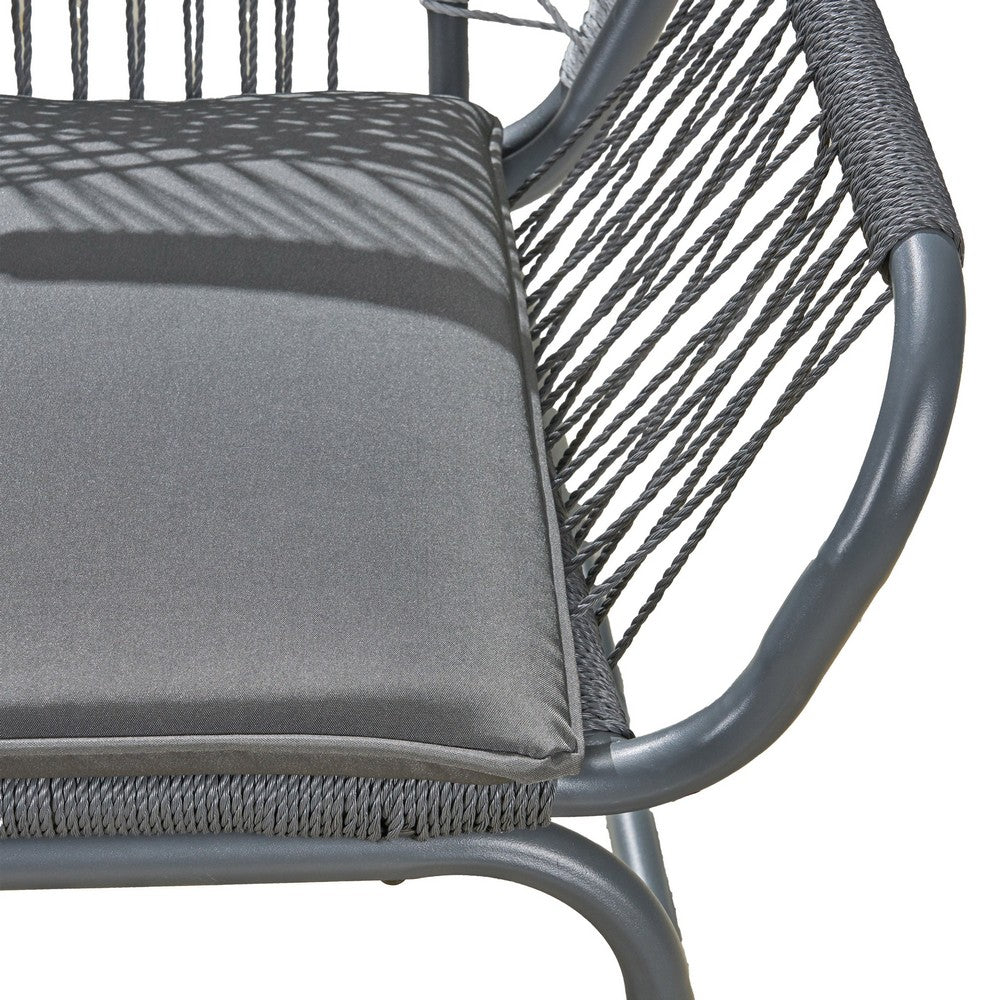 Ciao Accent Club Chair Set of 2, Outdoor Gray Cushions, Gray Rope and Steel -BM321261