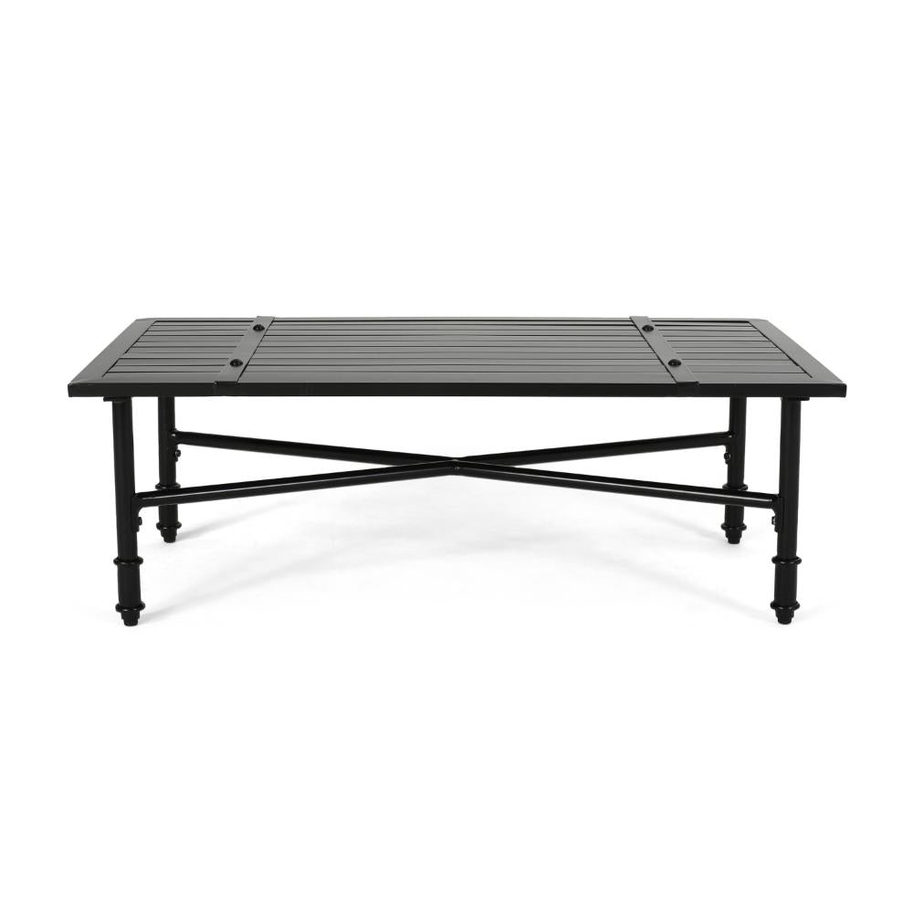 Sookie 2pc Loveseat and Coffee Table, Outdoor Light Gray, Matte Black -BM321263
