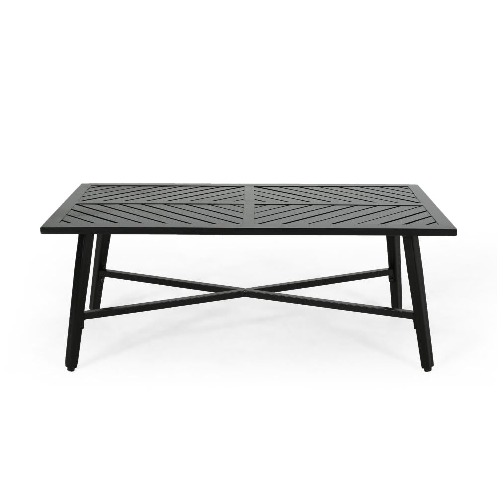 Disa 2pc Outdoor Loveseat and Coffee Table Set, Black Aluminium, Gray -BM321265