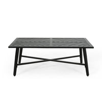 Disa 2pc Outdoor Loveseat and Coffee Table Set, Black Aluminium, Gray -BM321265