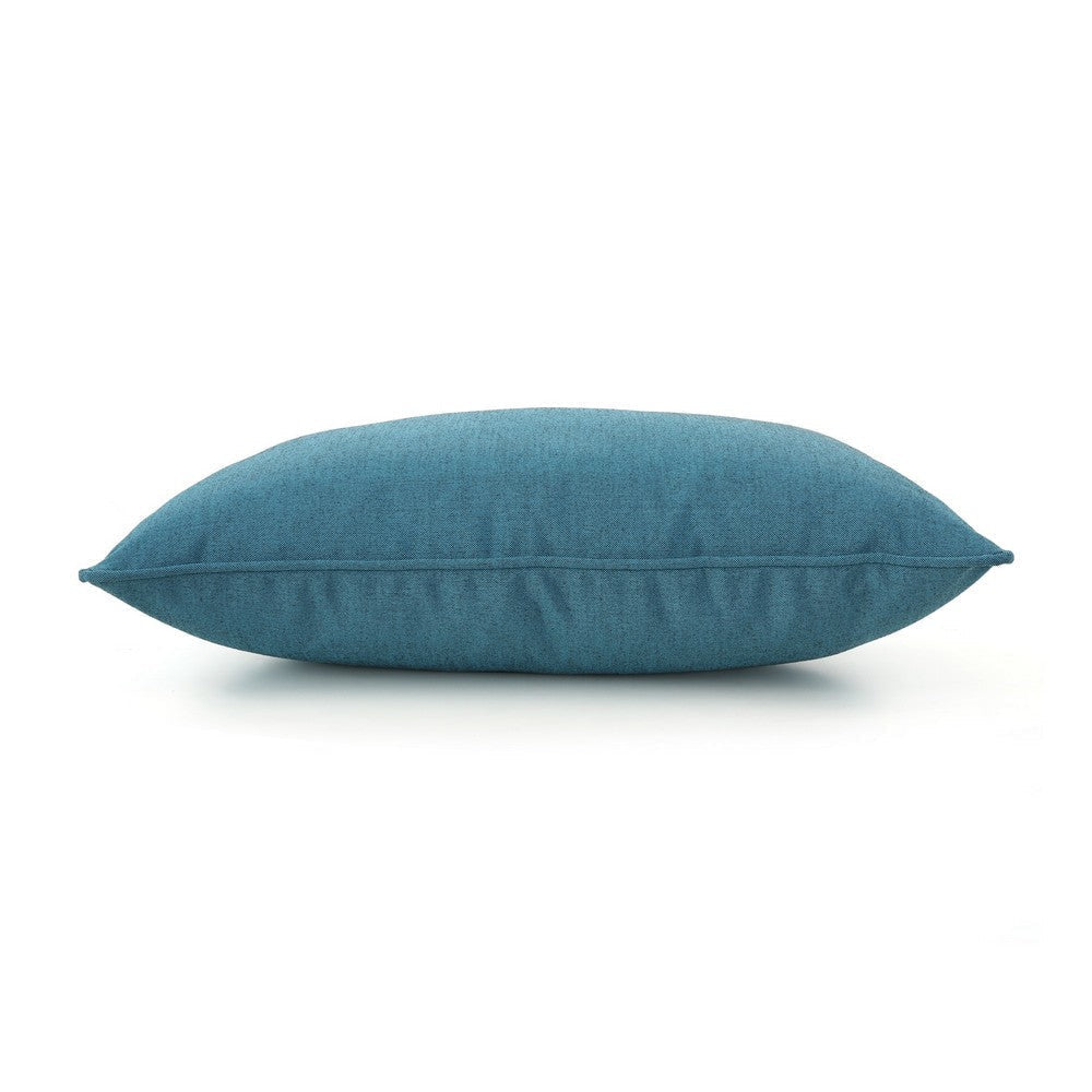 Naed Rectangular Outdoor Throw Pillow Set of 2 12 x 18, Teal Blue Fabric By Casagear Home