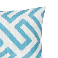 Reem Rectangular Pillow, 12 x 19, Blue Greek Key Design, White Polyester By Casagear Home