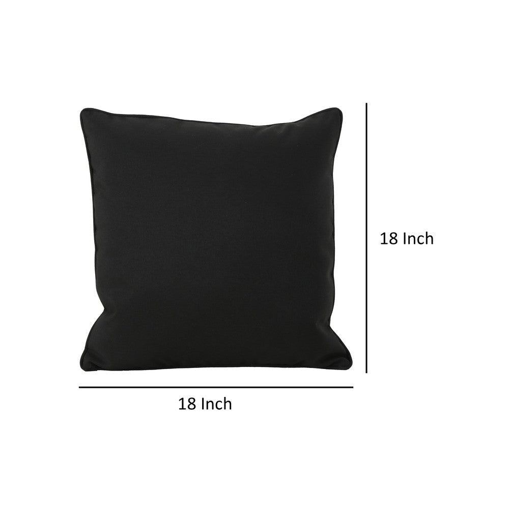 Naed Square Outdoor Throw Pillow Set of 2, 18 Inch, Black Water Resistant By Casagear Home