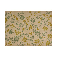 Ira Area Rug, Floral Details, 5 x 7 Power Loomed Ivory Green Indoor Outdoor By Casagear Home