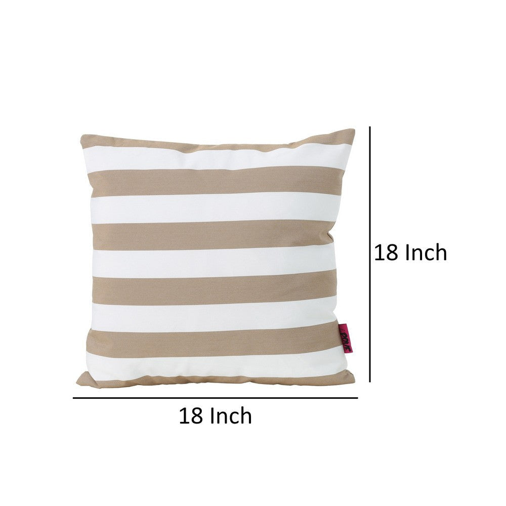 Naed Square Outdoor Throw Pillow Set of 2, 18 Inch Brown White Stripes By Casagear Home